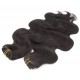 20 inch (50cm) Deluxe wavy clip in human REMY hair - natural black