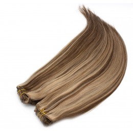 24 inch (60cm) Deluxe clip in human REMY hair - dark brown / blonde
