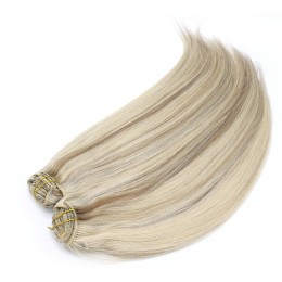 28 inch (70cm) Deluxe clip in human REMY hair - platinum / light brown