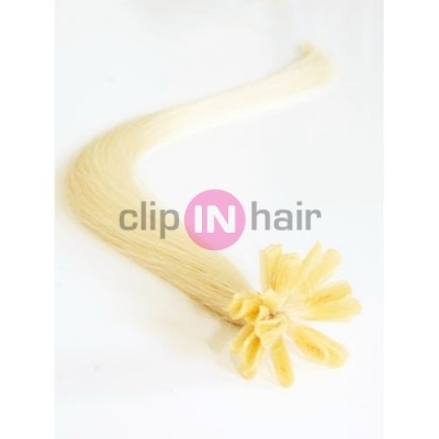 Vlasy evropského typu k prodlužování keratinem 40cm - nejsvětlejší blond