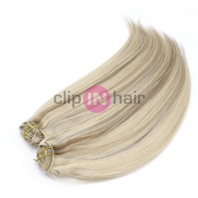 16 inch (40cm) Deluxe clip in human REMY hair - platinum / light brown