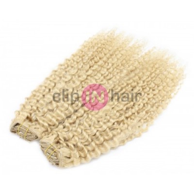 20 inch (50cm) Deluxe curly clip in human REMY hair - platinum