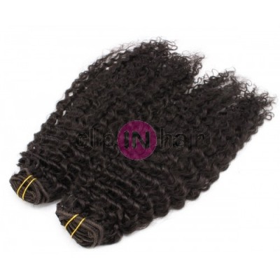 Kudrnatý clip in maxi set 53cm pravé lidské vlasy – REMY 200g - PŘÍRODNÍ ČERNÁ