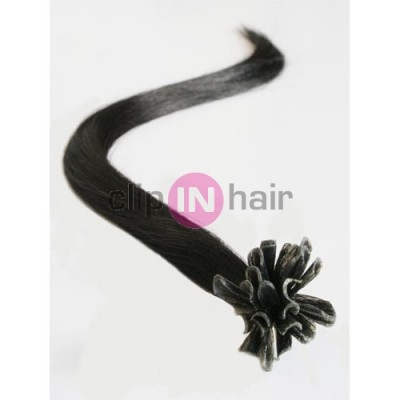 Vlasy evropského typu k prodlužování keratinem 40cm - přírodní černá