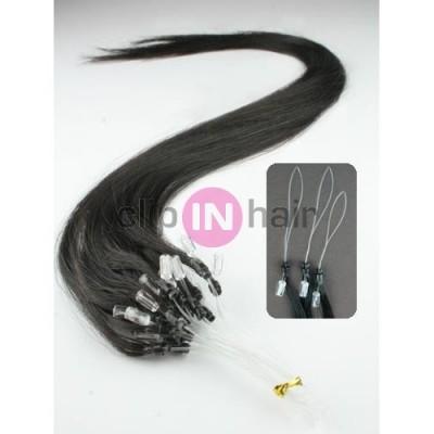 16 inch (40cm) Micro ring human hair extensions - natural black