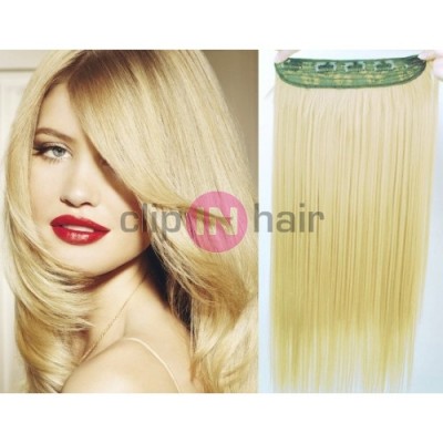 Clip in REMY vlasový pás 43cm rovný – nejsvětlejší blond
