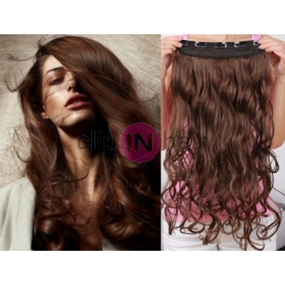 Clip in REMY vlasový pás 43cm vlnitý – středně hnědá