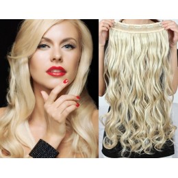 One piece full head 5 clips clip in hair weft extensions wavy – platinum