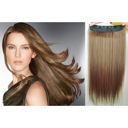 24 inches one piece full head 5 clips clip in hair weft extensions straight – medium brown