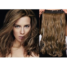 24 inches one piece full head 5 clips clip in hair weft extensions wavy – platinum