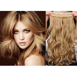 24 inches one piece full head 5 clips clip in hair weft extensions wavy – mixed blonde