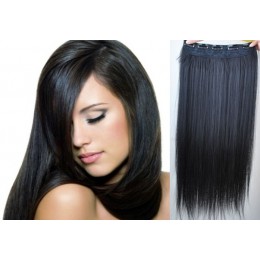 16 inches one piece full head 5 clips clip in kanekalon weft extensions straight – black