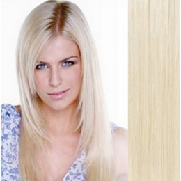 Clip in vlasy k prodlužování 73cm, 140g - REMY, 100% lidské - platinová blond