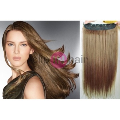 24 inches one piece full head 5 clips clip in kanekalon weft straight – light brown