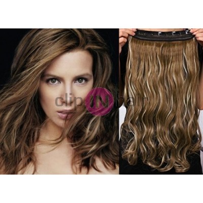 Clip in pás japonský kanekalon 63cm vlnitý – tmavý melír