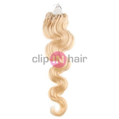 Vlasy pro metodu Micro Ring / Easy Loop / Easy Ring 60cm vlnité – nejsvětlejší blond