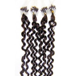 24 inch (60cm) Micro ring / easy ring human hair extensions curly - natural black