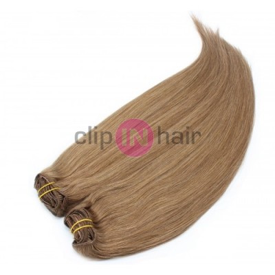 Clip in maxi set 53cm pravé lidské vlasy – REMY 200g – SVĚTLE HNĚDÁ