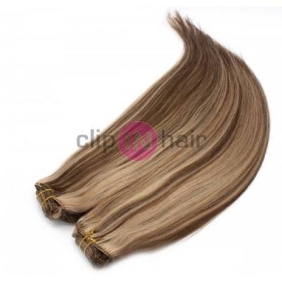 Clip in maxi set 53cm pravé lidské vlasy – REMY 200g – TMAVÝ MELÍR